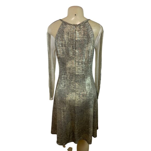 Julia Jordan Women’s Metallic Sheer Sleeve A-Line Dress Size 8 - Picture 3 of 7